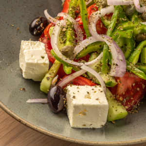 Greek salad with extra virgin olive oil